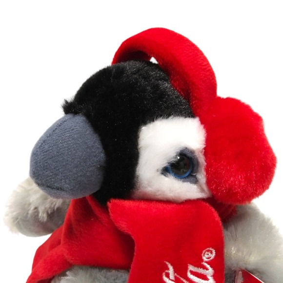 NEW Coca Cola Penguin w/ Coke Red Scarf Ear Muff Plush Stuffed Bean Bag 2015 NOS - Picture 3 of 13
